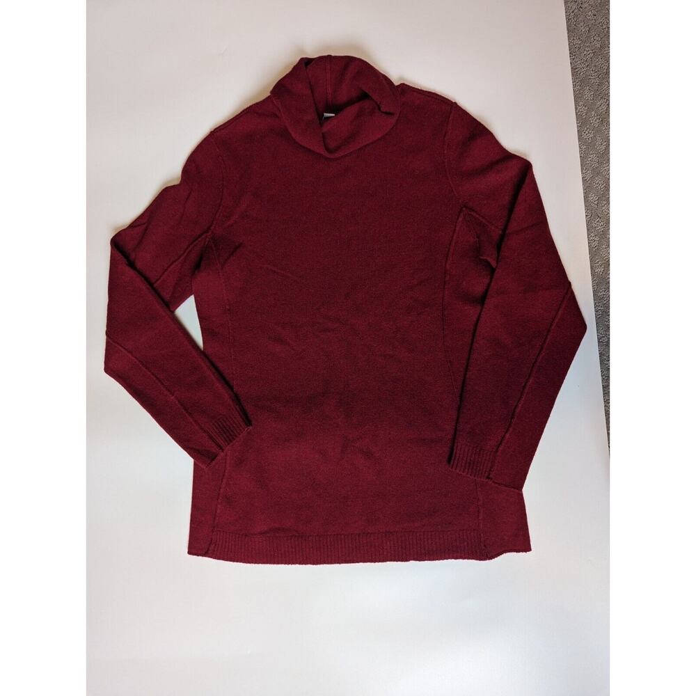 J. Jill Women’s Medium Turtle Neck Sweater Red Wool Cashmere Italian Yarn